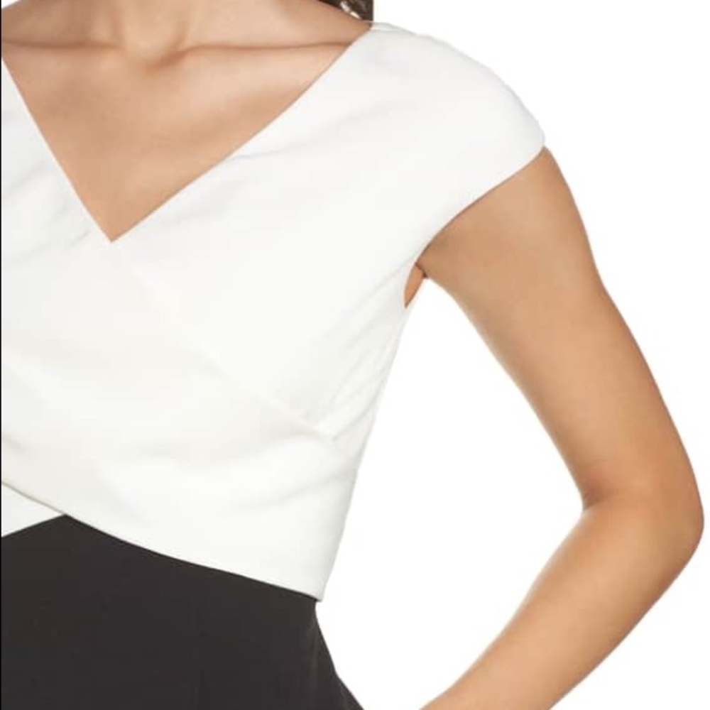 Eliza J cap sleeve jumpsuit black and white 6